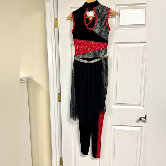 AWISH COME TRUE AWCT Performance Sequin Dramatic Color Guard Dress Dance Size S - Picture 9 of 14